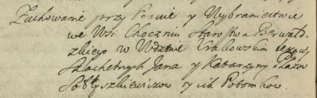 Wybraniectwo w Choczni dla Jana Sołtyszkiewicza