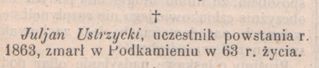 Zdjęcie powstańca styczniowego Julian  Ustrzycki 