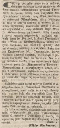 Podziękowania dla lekarzy od Filipa Kahane