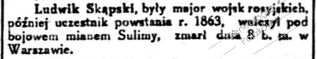 Zdjęcie powstańca styczniowego Ludwik Skąpski