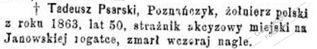 Zdjęcie powstańca styczniowego Tadeusz Psarski
