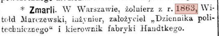 Marczewski Witold ( - 1903) 