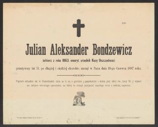 Zdjęcie powstańca styczniowego Julian Aleksander Bondziewicz 