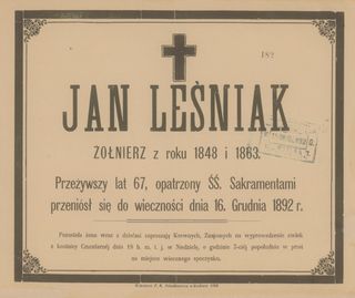 Zdjęcie powstańca styczniowego Jan Leśniak 