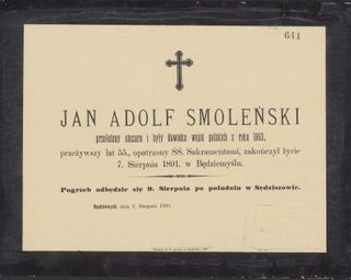 Zdjęcie powstańca styczniowego Jan Adolf Smoleński