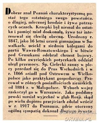 Zdjęcie powstańca styczniowego Aleksander Cielecki