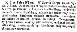 Zdjęcie powstańca styczniowego Tytus O'Byrn