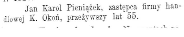 Pieniążek Jan Karol ( ok. 1841- 1896) 