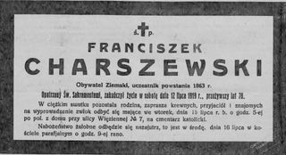 Zdjęcie powstańca styczniowego Franciszek Charszewski