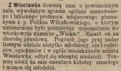 Nekrolog Feliksa Wilczkowskiego
