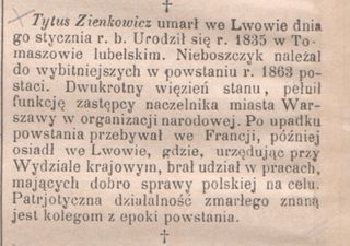 Zdjęcie powstańca styczniowego Tytus Zienkowicz