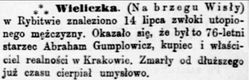 informacja o zgoni Gumplowicza