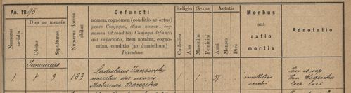 Władysław Janowski - akt zgonu