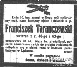 Zdjęcie powstańca styczniowego Franciszek Taranczewki