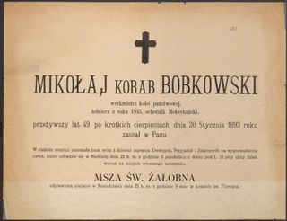 Zdjęcie powstańca styczniowego Mikołaj  Bobkowski 