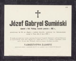 Zdjęcie powstańca styczniowego Józef Gabriel Sumiński