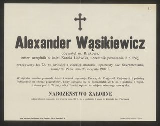 Zdjęcie powstańca styczniowego Aleksander Laurenty  Wąsikiewicz