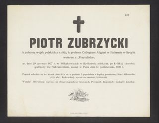 Zdjęcie powstańca styczniowego Piotr Zubrzycki