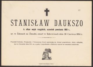 Zdjęcie powstańca styczniowego Stanisław Dauksza 