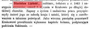 Lipiński Stanisław ( 1840 - 1883)
