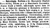 Skorpuka Skarbek po mężu Borowska Kaliksta ( - 1897) 