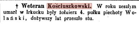 Wolański - weteran kościuszkowski 