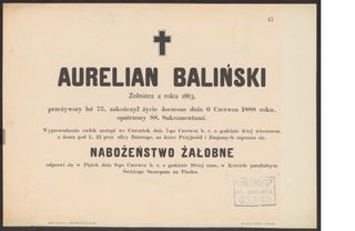 Zdjęcie powstańca styczniowego Aurelian  Baliński 