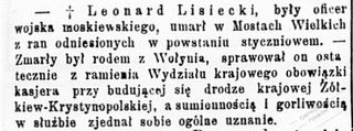 Zdjęcie powstańca styczniowego Leonard Lisiecki