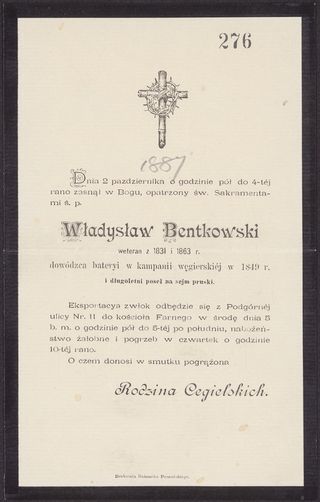 Zdjęcie powstańca styczniowego Władysław Bentkowski