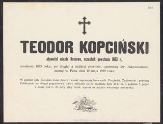 Zdjęcie powstańca styczniowego Teodor Kopciński 