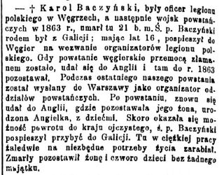 Zdjęcie powstańca styczniowego Karol  Baczyński