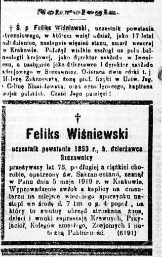 Zdjęcie powstańca styczniowego Feliks Wiśniewski