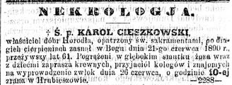 Cieszkowski Karol (ok. 1829 - 1890)