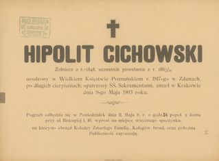 Zdjęcie powstańca styczniowego Hipolit Cichowski 