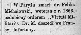 Zdjęcie powstańca styczniowego Feliks Michałowski