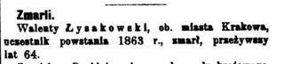 Zdjęcie powstańca styczniowego Walenty Łysakowski