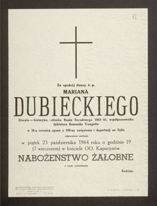 Zdjęcie powstańca styczniowego Marian Dubiecki