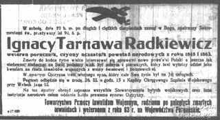 Zdjęcie powstańca styczniowego Ignacy Radkiewicz Tarnawa