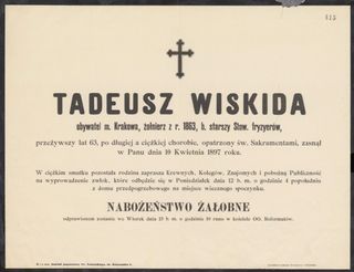 Zdjęcie powstańca styczniowego Tadeusz  Wiskida