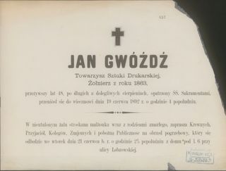 Zdjęcie powstańca styczniowego Jan Gwoźdź
