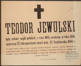 Zdjęcie powstańca styczniowego Teodor Jewulski 