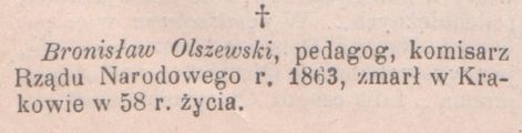 Olszewski Bronisław ( ok. 1839 - 1897) 