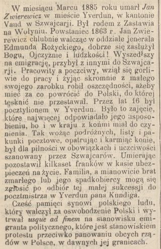 Zdjęcie powstańca styczniowego Jan Zwierewicz