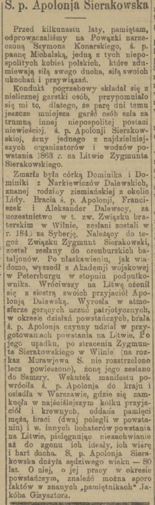 Zdjęcie powstańca styczniowego Apolonia Dalewska