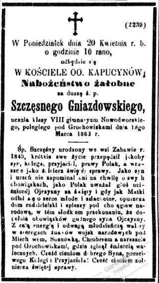 Zdjęcie powstańca styczniowego Szczęsny Gniazdowski