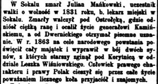 Zdjęcie powstańca styczniowego Julian Mańkowski