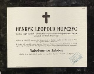 Zdjęcie powstańca styczniowego Henryk Leopold Hupczyc