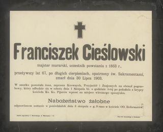 Zdjęcie powstańca styczniowego Franciszek Cieślowski