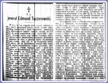Taczanowski Edmund Wspomnienie pośmiertne.część I