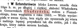 Gerszewska po mężu Chądzyńska ( - 1887) - żona powstańca styczniowego 